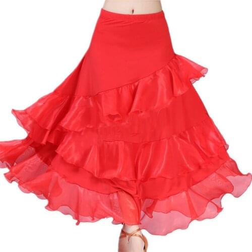 Ballroom Flamenco Dance Waltz Costume Long Skirt Big Swing Stretchy Waistband