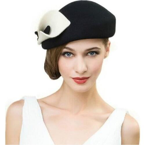 Lady autumn winter British fashion hat women wool hats female Europe style warm Fedoras party cap B-1191