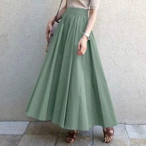 Women Summer Party Long Vestidos DA Elegant Solid Office Lady Faldas Saia Fashion Casual Maxi Sundress High Waist A-line Skirts