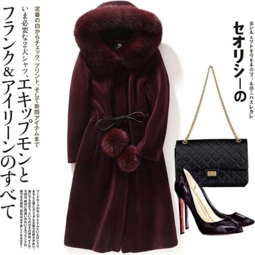 Sheep Sheared Wool Coat Female 2020 New Long Winter Jacket Women Fox Fur Collar Coats Chaquetas Invierno Mujer KJ518