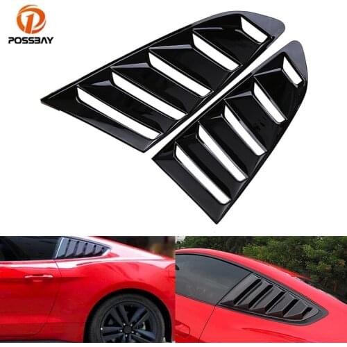 POSSBAY 1Pair Rear Quarter Window Louvers Scoops Spoiler Car Tunning Panel Side for 2015-present Ford Mustang Fastback Car Parts