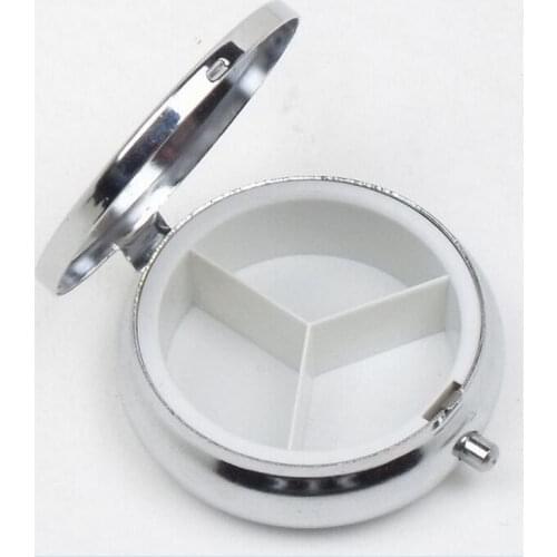 1Pcs Tablet Pill Boxes Metal Round Silver Holder Advantageous Container Medicine Case Small Case Free Shipping Wholesale