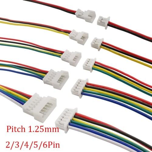 10Pair 15CM 1.25mm JST Male Female Wire Connector Pitch 1.25mm 2P 3P 4P 5P 6Pin JST Plug Jack Electronic Cable Terminal Adapter
