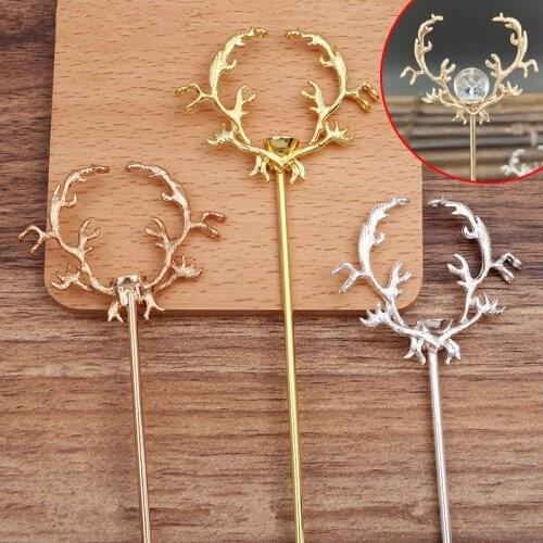 5 PCS 55.2x46mm Metal Alloy Antler Hair Sticks Base Setting DIY Hairpins Hair Accessories For Women
