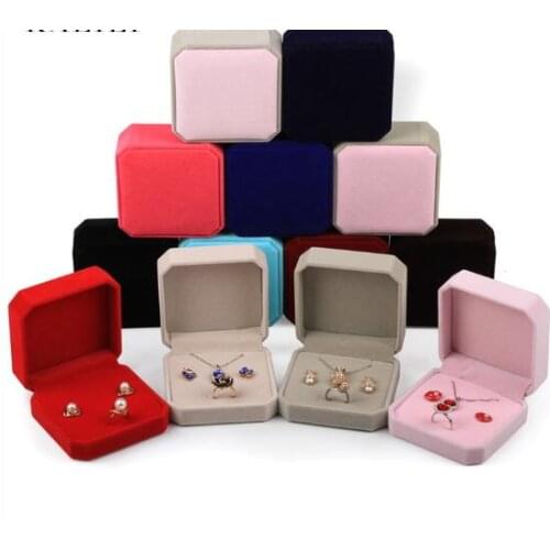120pcs/lot Classic Velvet Jewelry Box 9x9x4cm Multifunction Jewelry Box Necklace Pendant Earring Ring Storage Case Gift Boxes