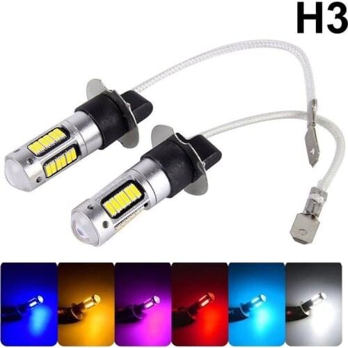 2pcs High Power DRL Lamps 30SMD 4014 H3 LED Replacement Bulbs For Car Fog Lights Daytime Running Lights White Red Blue Amber