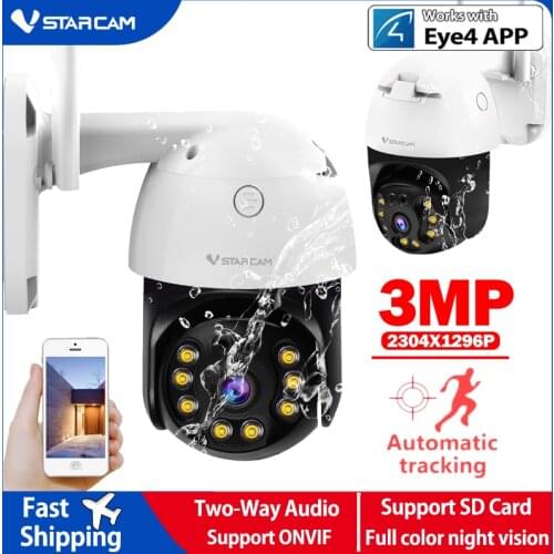 2022 Vstarcam New Dome Wifi Camera 3MP Two way Audio Human Auto Tracking Color Night Vision Auto Motion Track IP Camera Alarm