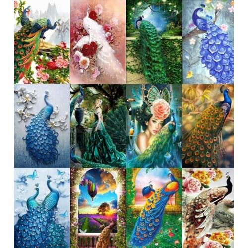 5d Diy Diamond Painting Cross Stitch The Running peacock Diamond Embroidery Crystal Animal Diamond Mosaic Pictures Needlework