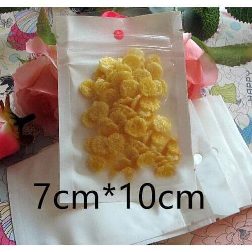 7cm*10cm White / Clear Self Seal Zipper Plastic Packing Package Bag, Ziplock Zip Lock Bag Retail Package With Hanging Hole