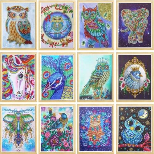 DIY Owl Peacock Cat 5D Special Shaped Diamond Painting Diamond Embroidery Needlework Rhinestone Crystal Cross Craft Stitch Kit
