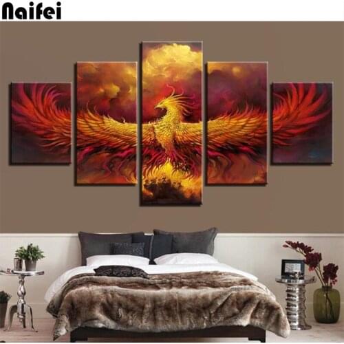 5D DIY diamond painting Embroidery,5 Pieces,Winged Phoenix,Full Square/Round Drill Rhinestone,mosaic,Cross Stitch,home decor
