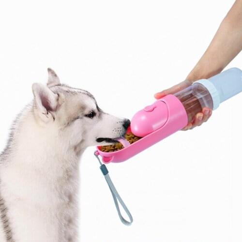Dog Water Bottle Food Cup Lanyard One-Button Switch Segmented Design Wide-Mouth Sink Provided Filter Lock Function With Ear