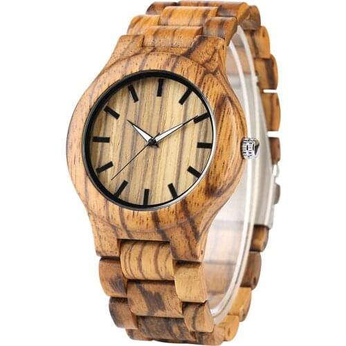 YISUYA Nature Stripe Wood Wrist Watch Men Simple Bamboo WoodenLeather Band Watches Women Unisex Clock Hour Gifts for Christmas