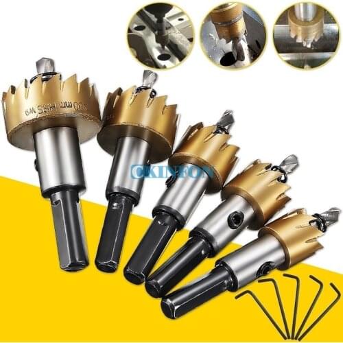 DHL 50Set *5PCS 16-30mm Tooth HSS Stainless Steel Hole Saw Drill Bit Set with 5 Wrench for Wood Metal Alloy