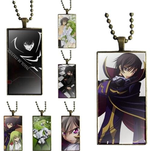 EJ Glaze Anime Series Code Geass For Men Women Necklace Fashion Long Chain With Rectangle Necklace Jewelry