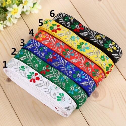 22mm 7/8' Beautiful Colorful Gradient Flower Ethnic Trim Filigree Lace Bedding Costume Laciness National Jacquard Ribbon Webbing