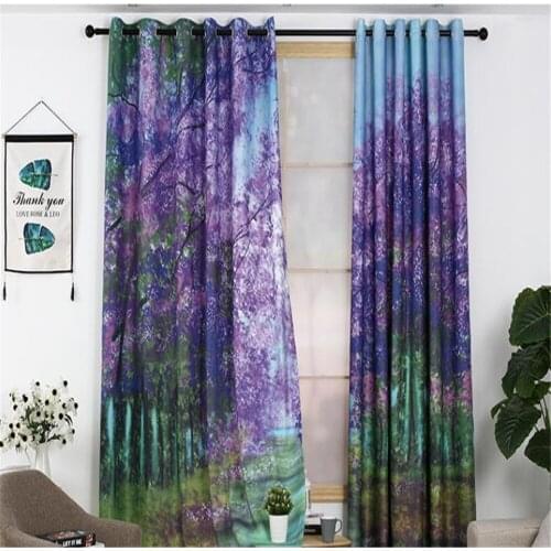 Purple 3D Curtain Luxury Blackout Window Curtain Living Room purplr forest curtains