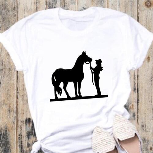 Women t-shirt Horse graphic Print T Shirt Women Short Sleeve O Neck Loose aesthetic tshirt tee tops ladies tee tops