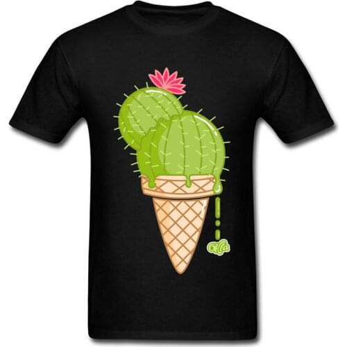 Green Plant Cactus Cream Print T-Shirts For Student Funny Famous Brand Casual Tops T Shirt Create Design Boys Cartoon Tops Tees