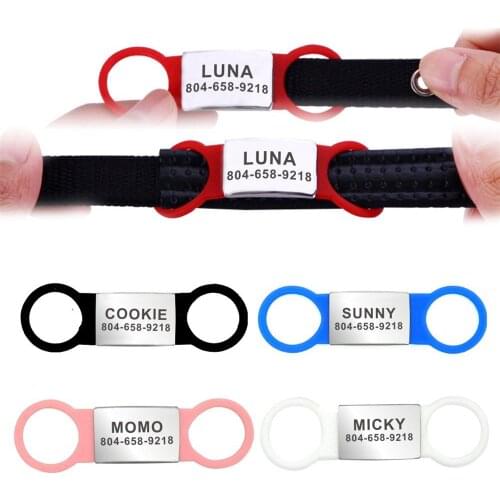 Personalized Dog ID Tag Stainless Steel Nameplate Collar Accessories Pendant Customized Silicone Pet Tags for Dog Cat Collars