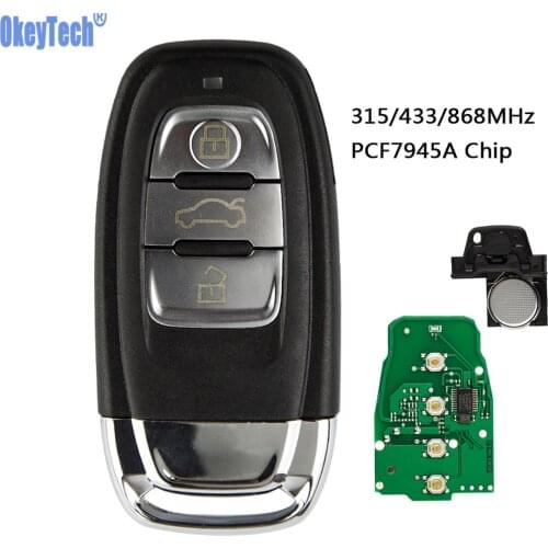 OkeyTech 315MHz /433MHz /868MHz 3 Button Remote Car Key For Audi A4L Q5 Q5 A4L-A8 RS4 RS5 S4 S5 8T0959754C 8K0959754G 8T0959754J