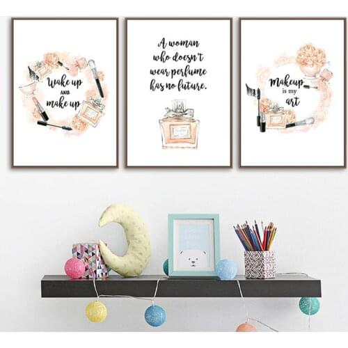 Girl Make-up Cosmetics Wreath Fashion Print Canvas Art Painting Wall Picture Beauty Poster Modern Woman Bedroom Home Decoration