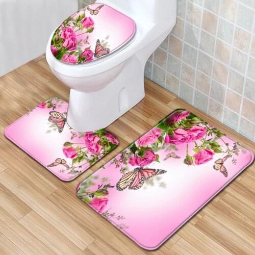 Toilet Bath Mats Various Types Of Bath Mats Toilet Seat Animal Three-Piece Set 40cmx60cm/50cmx80cm 2 Sizes Carpet