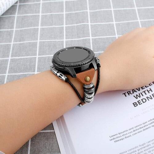 22mm Leather Strap For Samung Galaxy Watch 3 45mm Watchband For Huawei watch gt 2e GT2 46MM Metal Bands For Galaxy watch 46mm S3