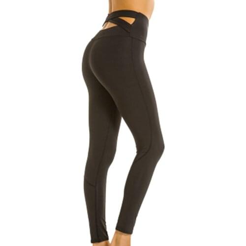 Curve Back Cross Hollow Women High Waist Leggings Fitness Training Slim Sports Yoga Pants MC889