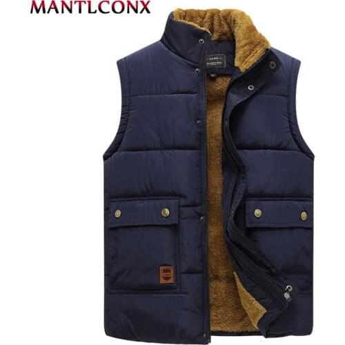 MANTLCONX Plus Size 6XL 7XL New Vest Mens Warm Sleeveless Jacket Men Winter Waistcoat Mens Vest Casual Winter Men Coats Thicken