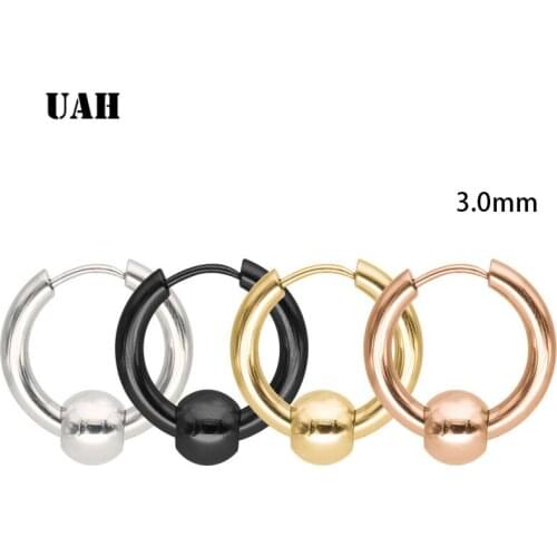UAH Small Punk Hoop Earrings Gold Color Stainless Steel Hoop Earrings For Women Men Round Earrings Creole Argollas Pendientes
