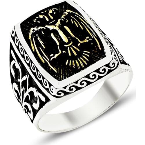 925 Silver Egypt Flag Printed Ethnic Rings for Men