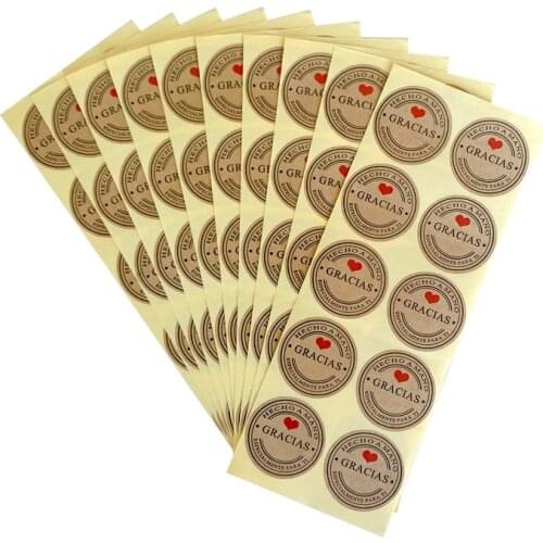 1000pcs/lot wholesale GRACIAS seal Labels Kraft Paper Stickers Cowhide sticker DIY Handmade box bag 35*35mm