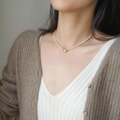 Natural Freshwater Pearl Necklace Temperament Choker for Women 14K Gold Filled Double Layer Clavicle Chain Necklaces Jewelry