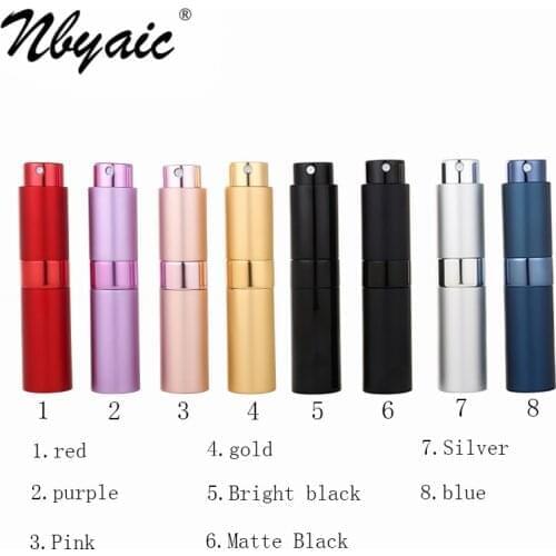 Nbyaic 8ml 15ml rotary spray perfume bottle bottled, portable detachable aluminum tube glass small sample empty bottle 1pcs