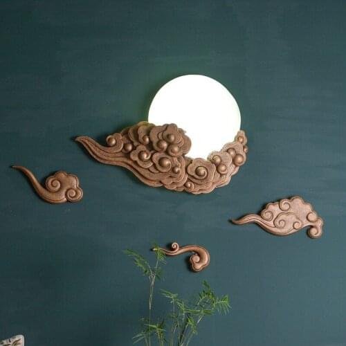 Neoclassical Chinese Zen Wall Decoration Hanging Lamp Creative Retro Art Bedside Corridor Background Wall cloud Moon Wall Lamp