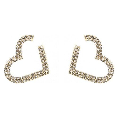 New Fashion Ladies Crystal Heart Shape Earrings Bijoux Gold Color Stud Earrings For Women Wedding Party Jewelry