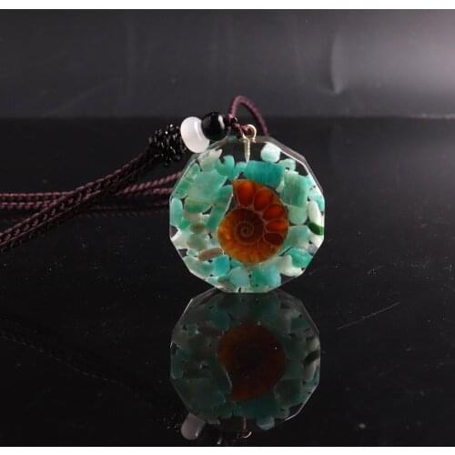6PCS Wholesale Orgonite Energy Pendants Necklace Chakra Reiki Healing Turquoises Conch Jewelry Necklace Amulet For Women Pendulo