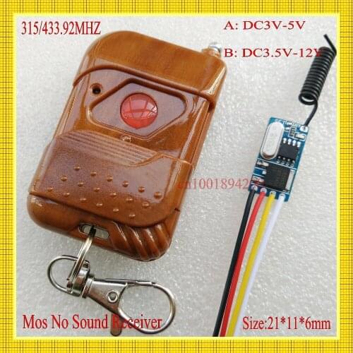 DC 3.7V 4.5V 5V 6V 7.4V 9V 12V Mini Small Volume RF Remote Control Switch Transmitter System Momentary Toggle Latced Learning