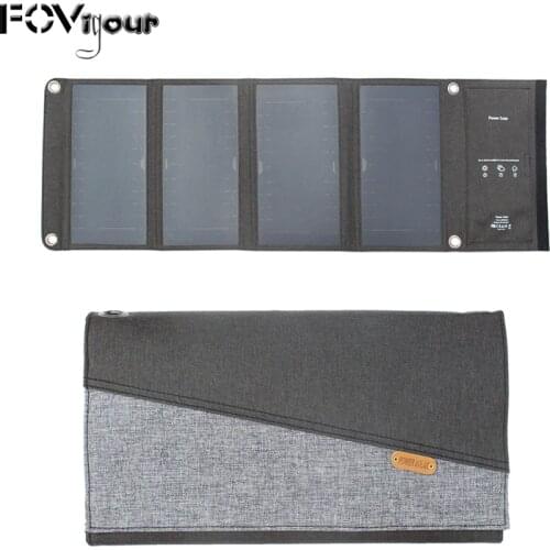 Xionel 28W Waterproof Portable Solar Charger with Solar Panel Dual USB Ports for Mobile Phone