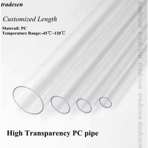 OD 20~110mm Transparent PC Tube Aquarium Fish Tank Supplies Water Supply Pipe Garden Watering Fittings 2pcs 50cm Long