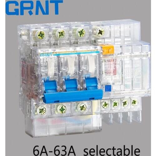 Transparent case DZ47LE 3P 6A-63A D type Residual current Circuit breaker with over current and Leakage protection RCBO