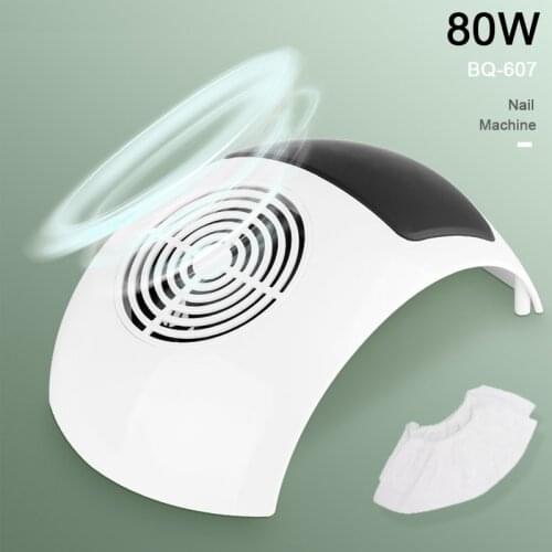 80W Pink or white Nail Dust Collector Nail Suction Fan Nail Dust Collector Vacuum Cleaner With 2 Dust Collection Bags Salon Tool