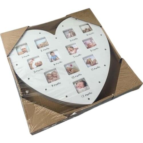My First Year Baby Keepsake Frame with Light 0-12 Months Pictures Love Heart Photo Frame Commemorative Growth Souvenirs