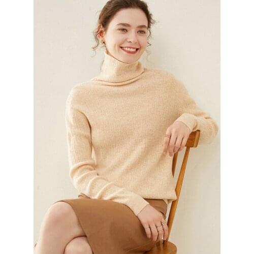 LHZSYY 2020 Autumn Winter New Cashmere Sweater Women High Neck Fashion Slim Thick Sweater 100% Wool Knitted All-Match Pullover