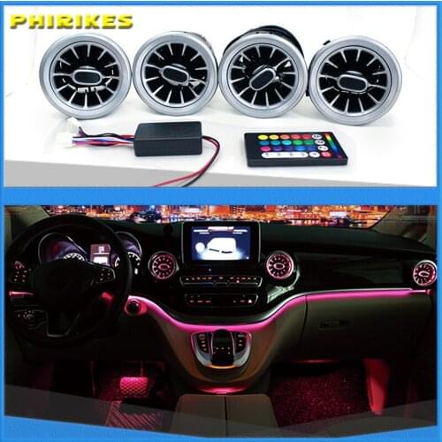 LED Air Outlet 64 Colors For Mercedes Benz V Class W447 Vito V250 Interior Front Console Air Condition AC Vent Turbo Style