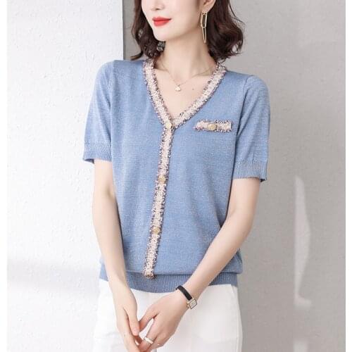 BOBOKATEER Tshirt Women 2021 Short Sleeve Ladies Tops Mujer Camisetas Ice silk Woman Tshirts Elegant Haut Femme T-shirty Damskie