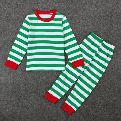 2-7 Year Christmas Clothing Set Boys Red Green Striped Cotton Outfits Girls Xmas Long Sleeve Pajamas Set D0226