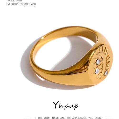 Yhpup Stainless Steel Moon Ring for Women High Quality Metal Women Ring Waterproof Jewelry Bijoux Femme Anniversary Gift 2021