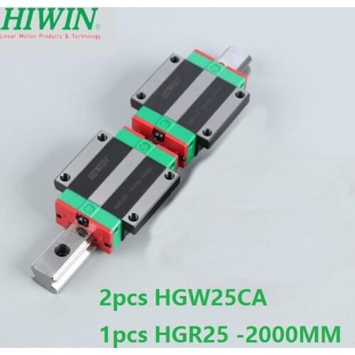 1pcs 100% original Hiwin linear guide rail HGR25 -L 2000mm + 2pcs HGW25CA HGW25CC flange block carriage cnc router